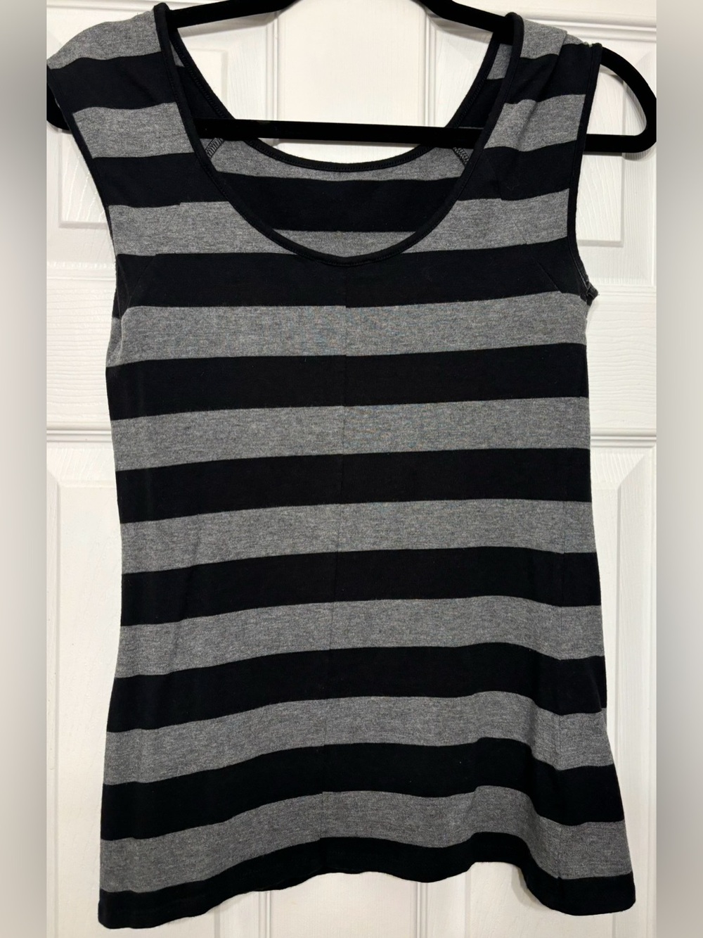 Express Black and Gray Wide Stripe Scoop Neck Tank